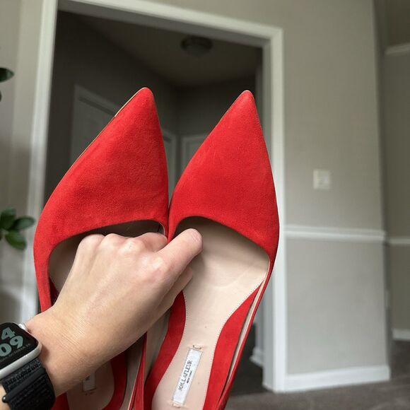 M.M. Lafleur The Lillian Pump - Italian Suede Red Heels Women’s EU 40 US 9/9.5 - Picture 13 of 14